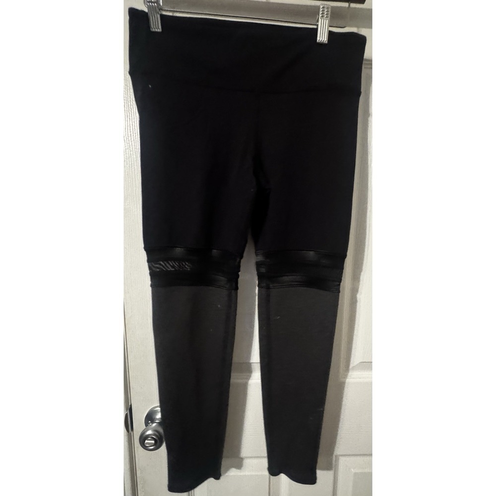 Alo Yoga Black Leggings Moto Panel Stretch Activewear Slim Fit Women S